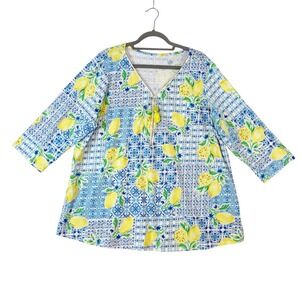 Belle Kim Gravel 3X Ciao Bella Limone Fresca Lemon Tunic Top QVC Resort Wear